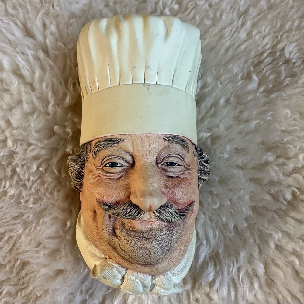 Bossons English Chalkware Chef Head Wall Decor Ceramic Vintage